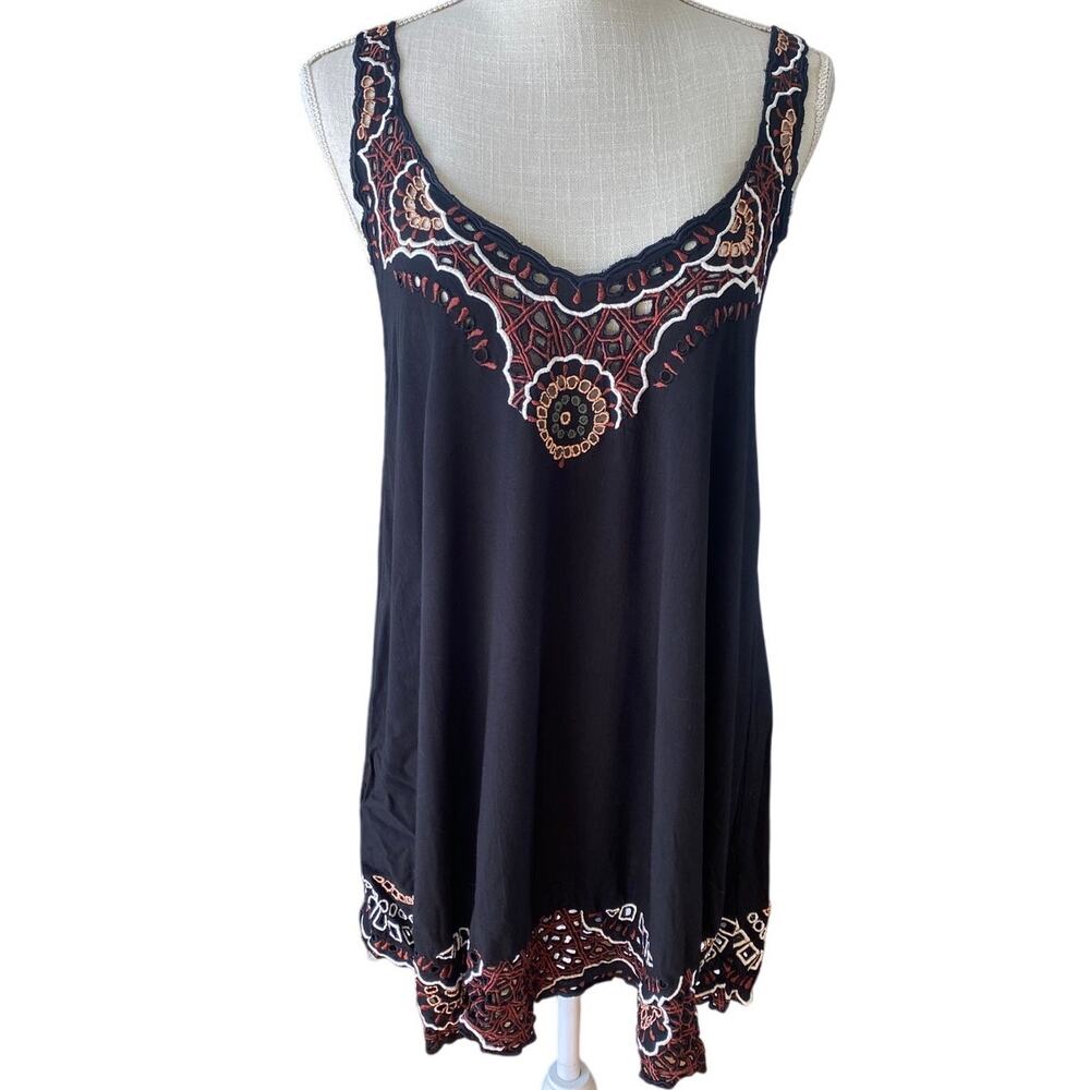 Cleobella black tank dress with embroidered detail